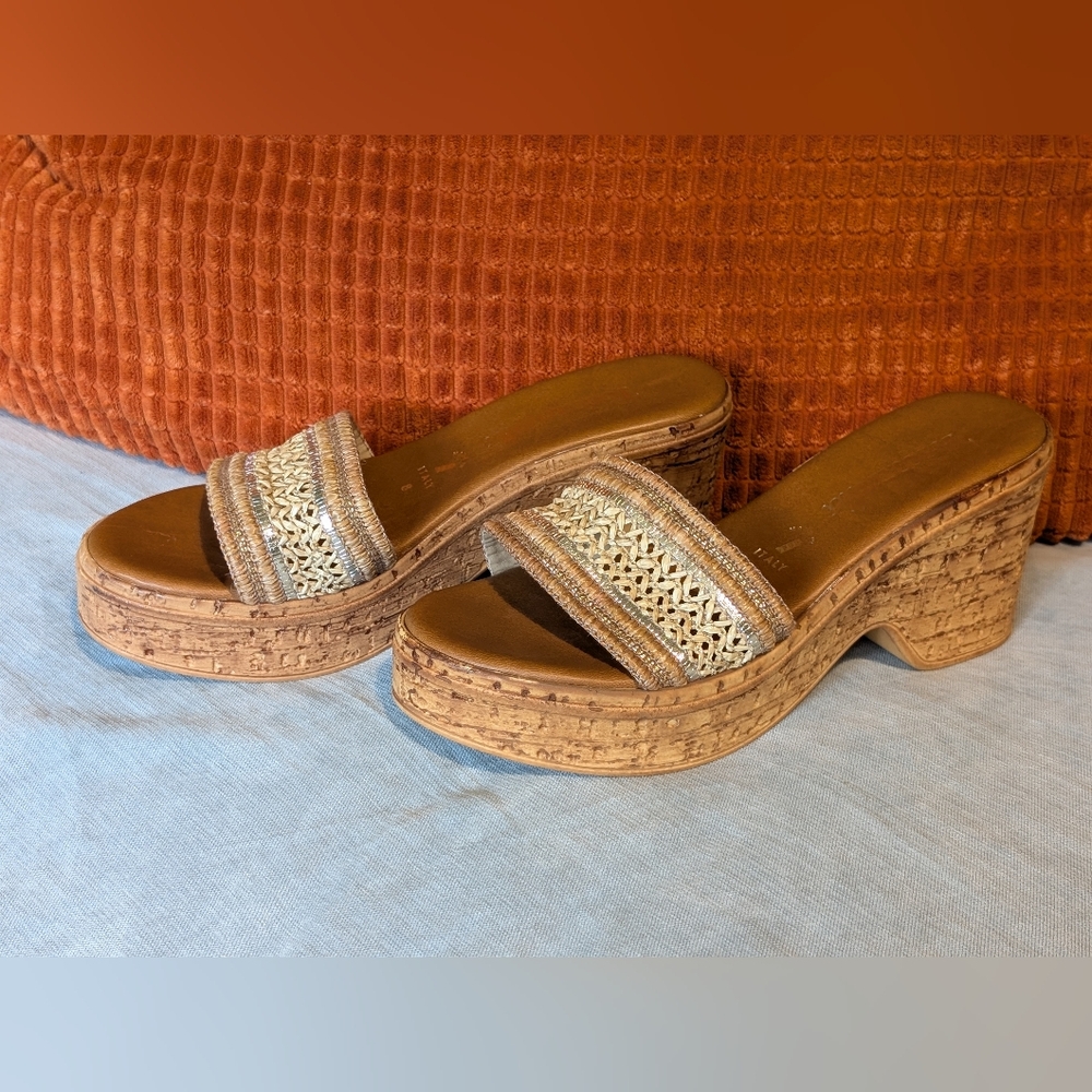 Women's Tan Woven Platform Sandals